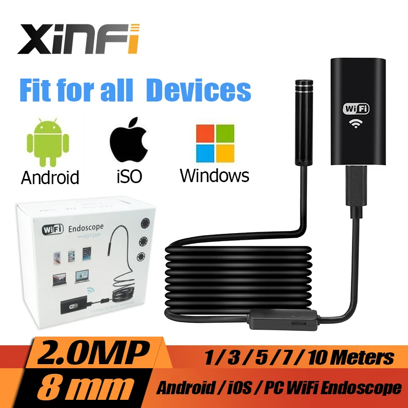 imágenes para 8mm iOS Android Wifi 2.0MP HD Endoscopio 1 m/3 m/5 m/7 m/10 m cable Soft mini Boroscopio cámara de inspección tubo de la Serpiente cámara de coche imágenes para 8mm iOS Android Wifi 2.0MP HD Endoscopio 1 m/3 m/5 m/7 m/10 m cable Soft mini Boroscopio cámara de inspección tubo de la Serpiente cámara de coche