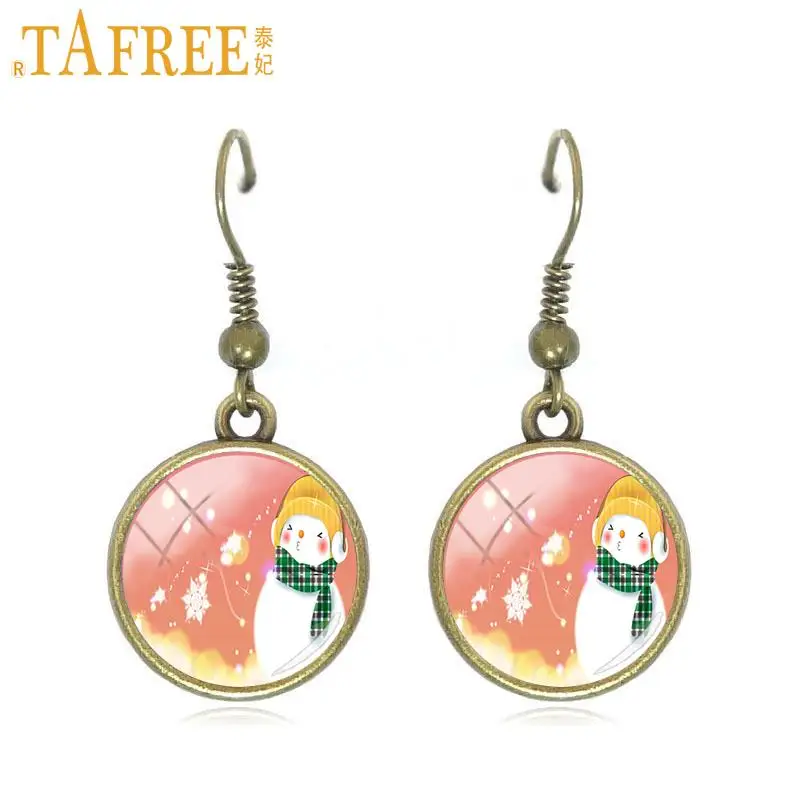 TAFREE 2017 винтажные зимние ювелирные изделия женские рождественские Висячие серьги