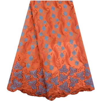 

High Quality Swiss Voile Lace in Switzerland 2019 Orange Nigerian Cotton Fabric Lace African Dry Lace Fabrics For Dresses S1584