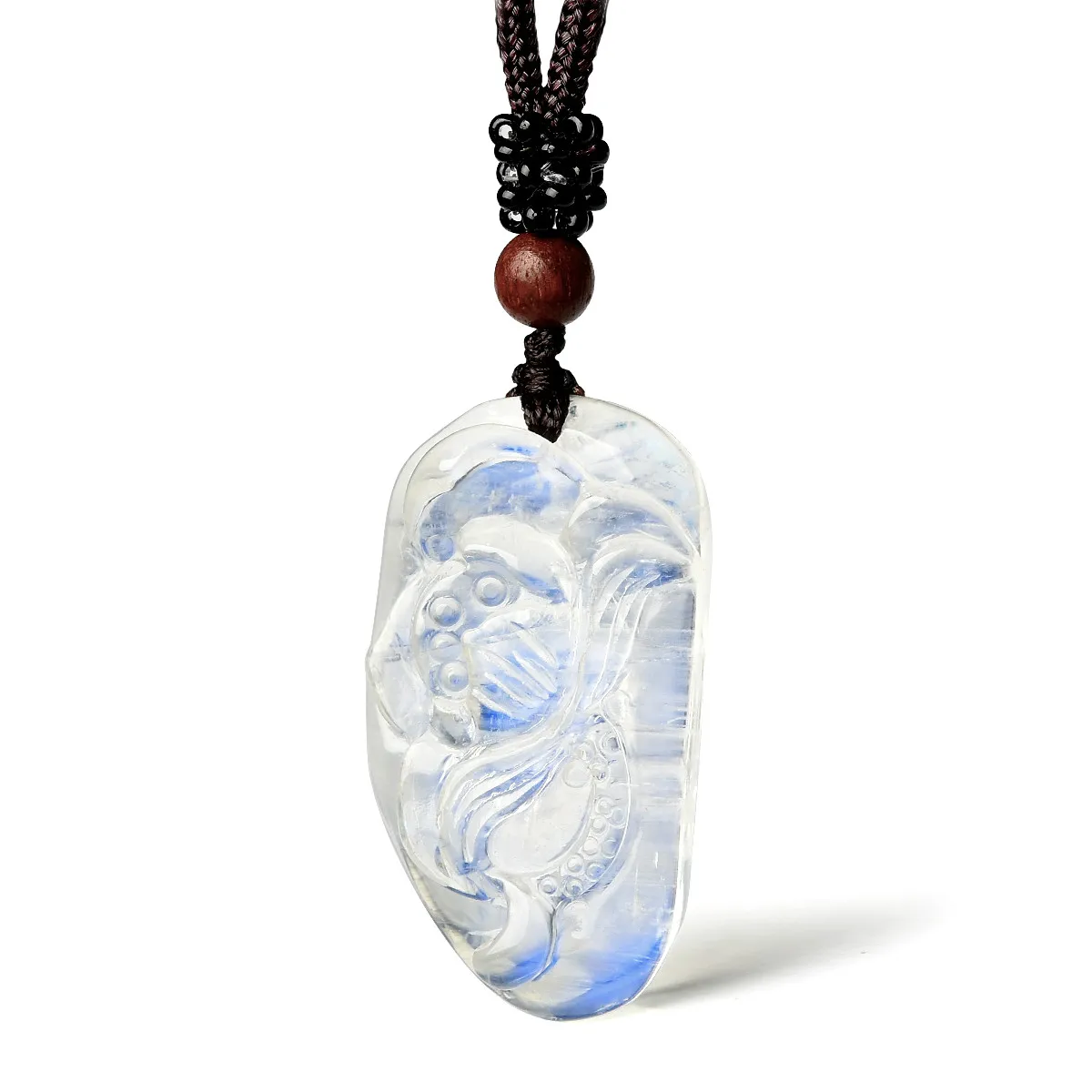 

Moonstone Pendant Feminine Blue Moonstone Necklace Sculpture Necklace Crystal Pendant Fashion Jewelry