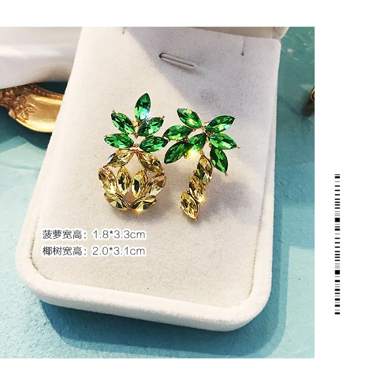 KMVEXO новые корейские серьги-капли с кристаллами в виде ананаса для женщин летние длинные Стразы для девушек вечерние ювелирные изделия для свадьбы
