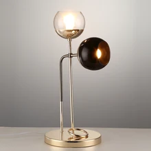 Металлический дистанционного Nordic модная настольная лампа прикроватная тумбочка для спальни гостиной исследование Управления настольная светодиодная лампа 2 головки E27 лампы FG971