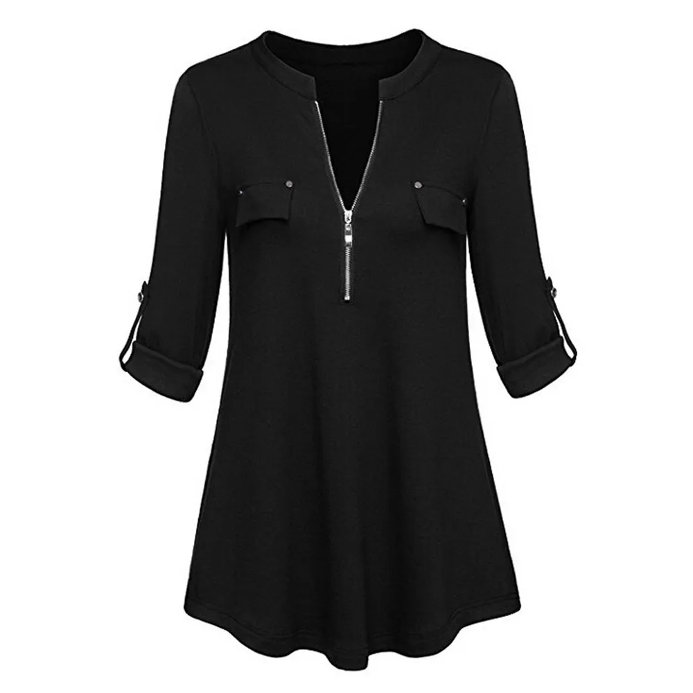 Women Tee Shirt Long Sleeves For Office Work Tops and Blouses Autumn