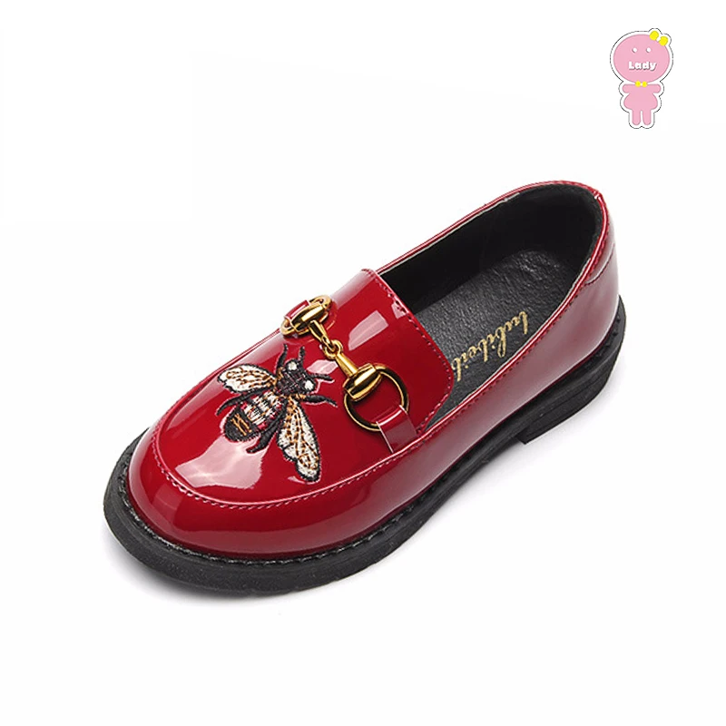

Spring Autumn embroidery baby girls Patent leather skate shoes kids PU casual shoes Children Brand loafers 15.5-22.5cm