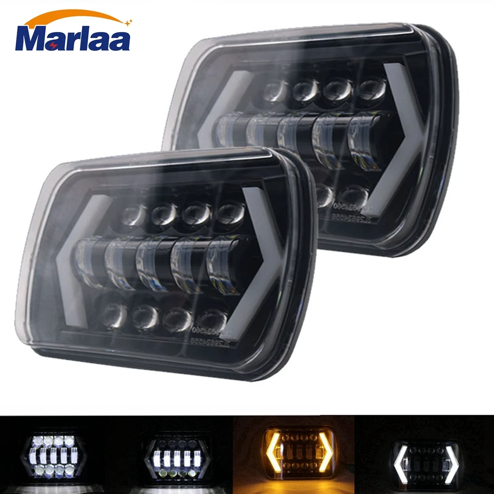 

Pair 5X7 Headlights Rectangular LED 5"x 7" 6X7" Replacement for For 84-01 Cherokee XJ Dodge Van Toyota Pickup Nissan 240SX H6052