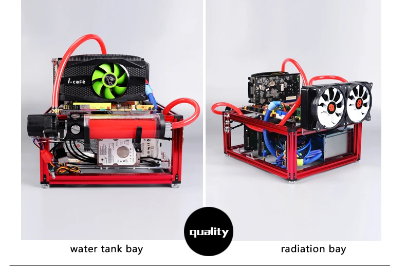 QDIY PC-JMK9 персонализированный MicroATX открытый алюминиевый сплав блок с водяным охлаждением платформа компьютер ПК Рамка