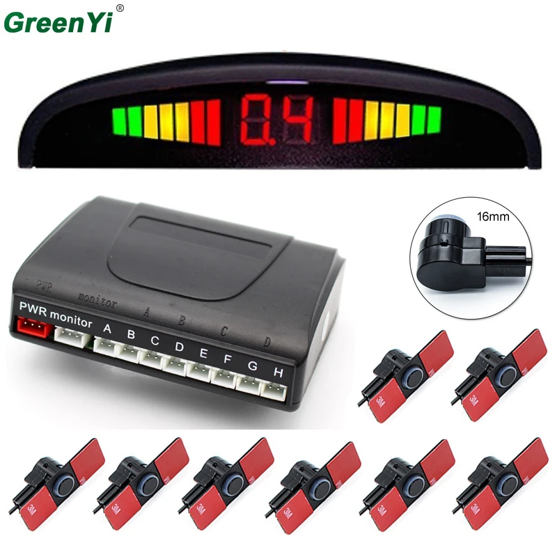 Front Rear 8 Sensors Reversing Radar Parking Sensor Monitor System With