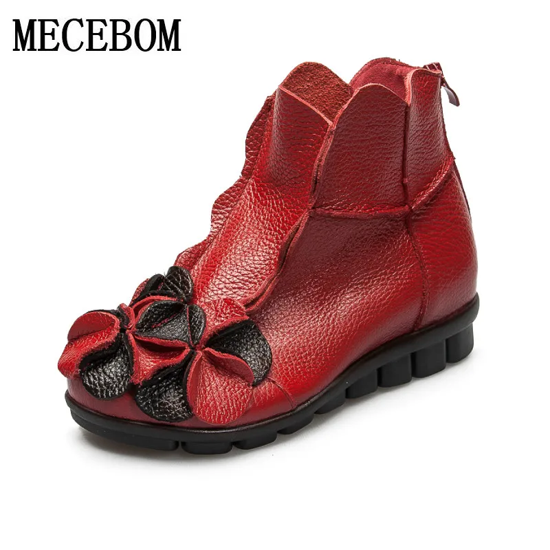 2018 Winter New fashion women genuine leather shoes height increasing shoes flats ankle boots national style short boots 0309W 2018 Winter New fashion women genuine leather shoes height increasing shoes flats ankle boots national style short boots 0309W