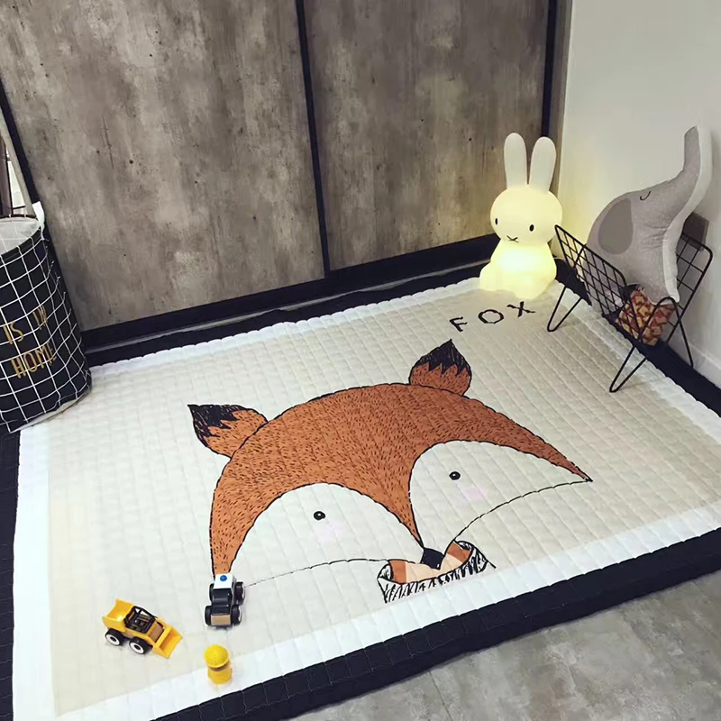 Kids Play Mats 145195CM 100% Cotton Square Toys Carpet Rugs Baby  Pillow Thick Game Mat Crawling Pad Cartoon Bedroom Picnic Rug (8)