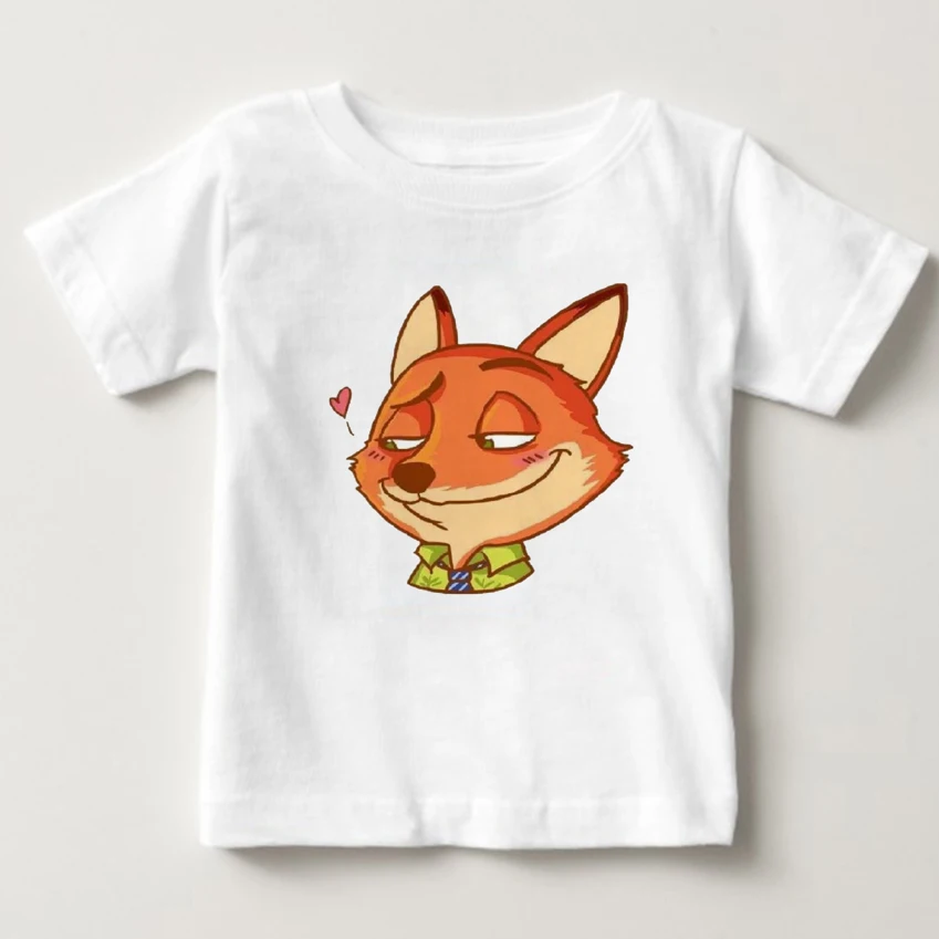 2-16Years из мультфильма зверополис, Ник Уайлд» для девочки, летняя футболка для малышей и детей постарше топы для мальчиков футболки для мальчиков детская одежда cottonnn