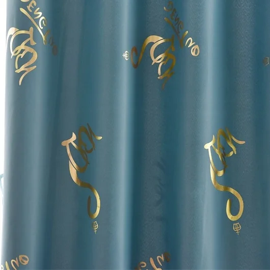 Современные золотистые блестящие набивные занавески с высоким затенением для гостиной, черные занавески, жалюзи для спальни, обработка окна, 1 панель, T192#4 - Цвет: Ink-blue