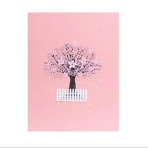 10 шт. поздравительная открытка 3D стерео поздравительная открытка романтическая вишневая Цветущая Валентина поздравление с днем рождения карта спасибо