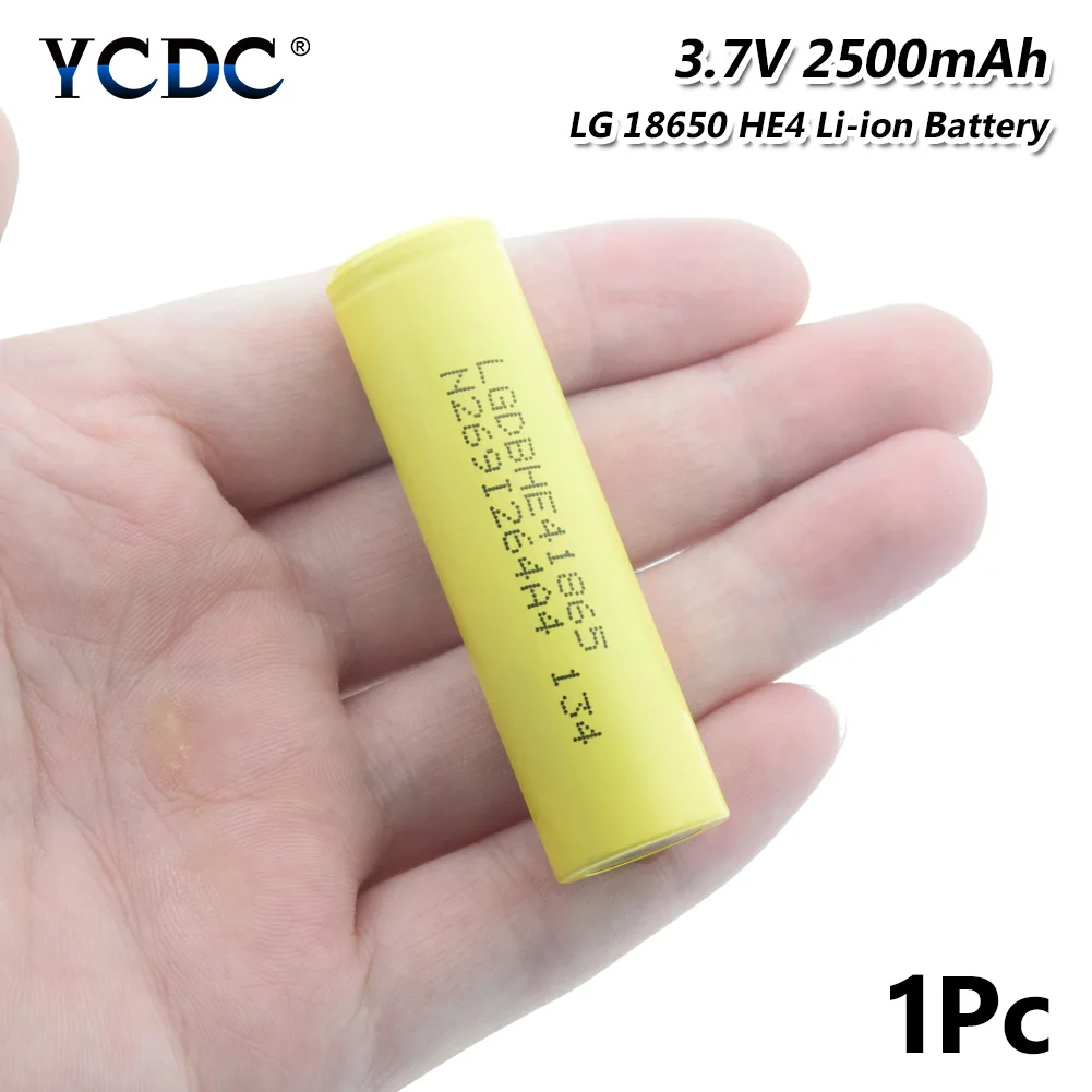 YCDC 35A высокий расход 18650 LG HE4 IMR аккумуляторная батарея 2500mAh для электронной сигареты - Цвет: 1 Pc