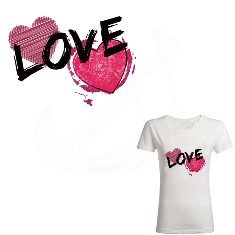 

2019 New Red heart LOVE Patch for clothing 24*16.8cm iron on patches Diy child T-shirt thermal transfer sticker