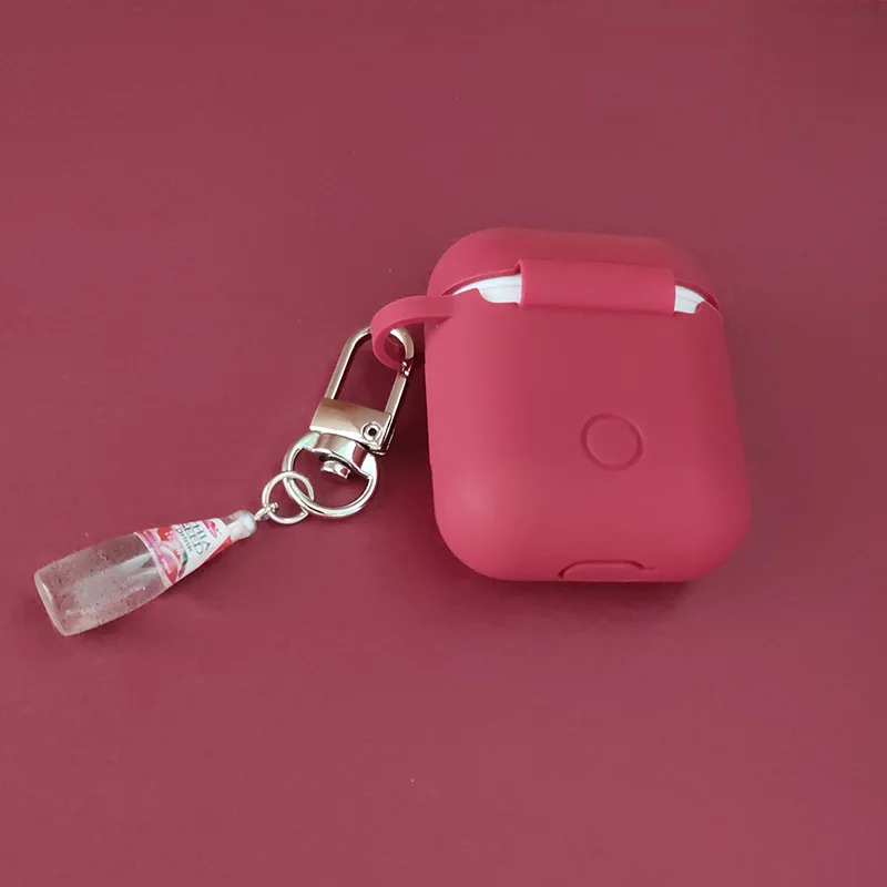 Простой яркий красный Силиконовый чехол для Apple Airpods аксессуары сумка наушников
