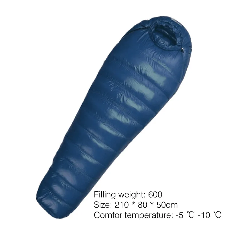 Спальный мешок для кемпинга, 600 г, 800 г, 1000 г, Сверхлегкий, сохраняет тепло, для альпинизма, зимнего уличного оборудования - Цвет: Deep blue 600g