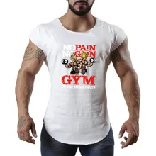 Аниме спортивный фитнес жилет мужской бодибилдинг хлопок Футболка