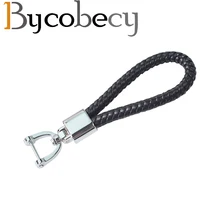 Bycobecy Высококачественная кожаная Автомобильная цепочка для ключей ручной работы, вращающаяся на 360 градусов подкова, ювелирные кольца для ключей, держатель, натуральная сумка