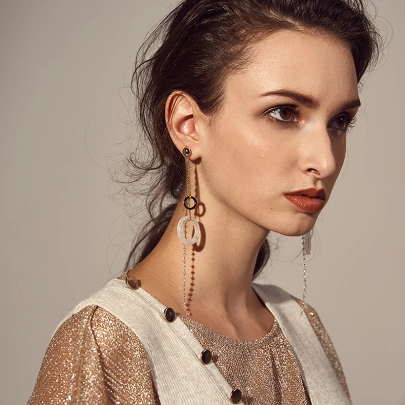 drop chain earrings silver