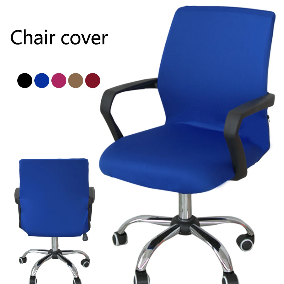 

Chair Covers Blue/ caffee Swivel Chair Cover Stretchable Removable Computer Office Washable Rotating Lift Chair Case 2 Size