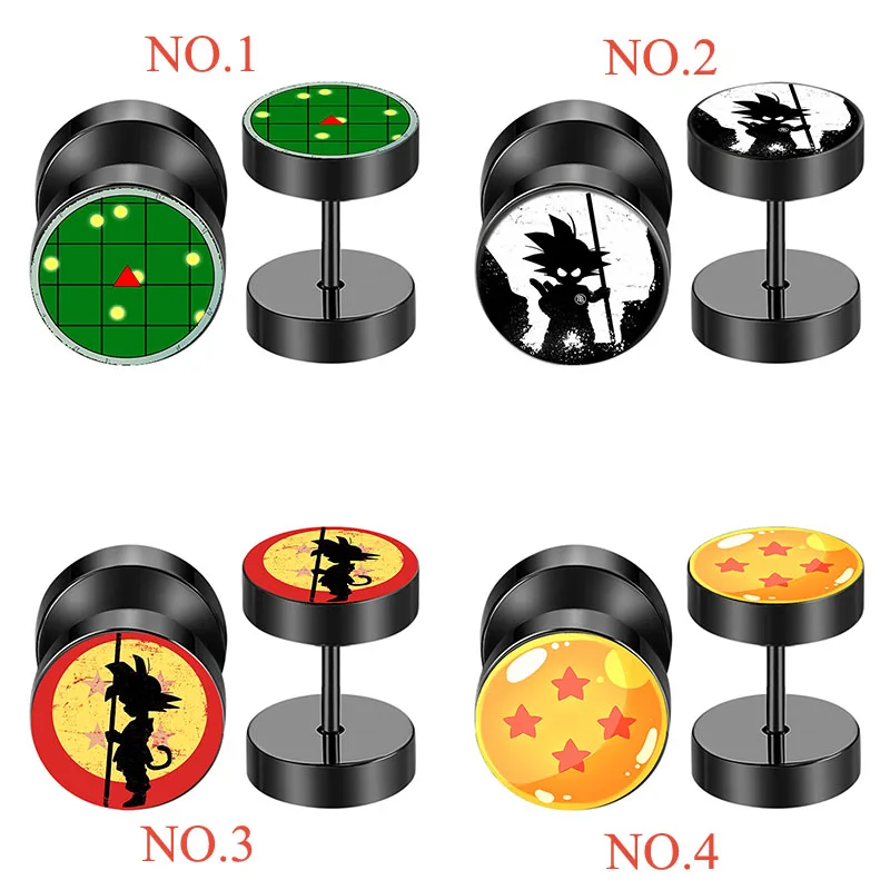 

2 pcs/Lot Dragon Ball Black Stainless Steel Fake Cheater Ear Tunnel Plugs Piercing Barbell Unisex Stud Earring