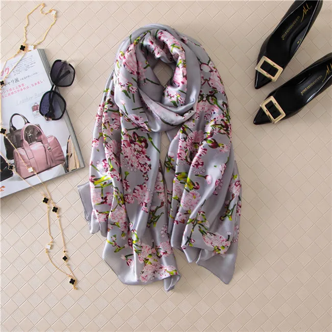 Испанский роскошный бренд, женский шарф, модный женский шелковый шарф с цветочным принтом, шали и палантины, Пашмина, бандана, хиджаб - Цвет: 7