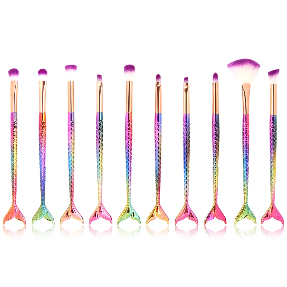 Набор профессиональных кистей для макияжа русалка 10 шт.|makeup tools|makeup brush setbrush set |