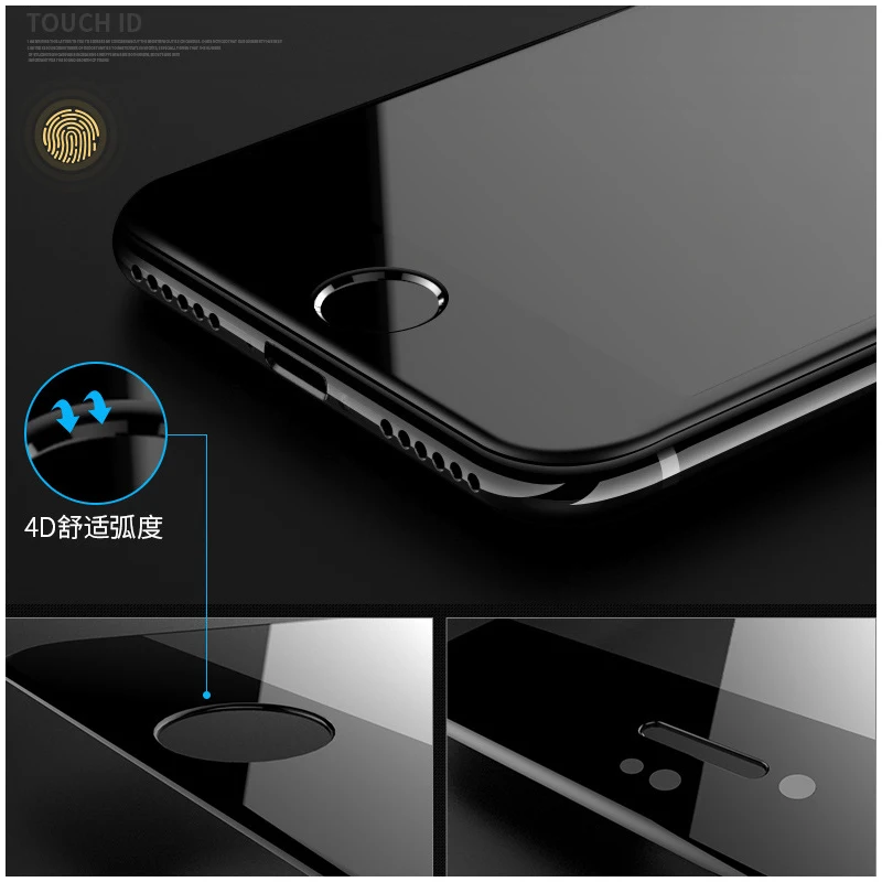 6D 9H твердость изогнутые края закаленное стекло для iPhone 7 6 6s 8 X Plus защита экрана|glass