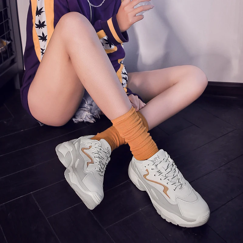 

YRRFUOT Fashion Shoes For Women Light Rubber Trend Shoes Woman Loafers New Zapatillas Mujer New 2019 Sneakers For Women Lace-up