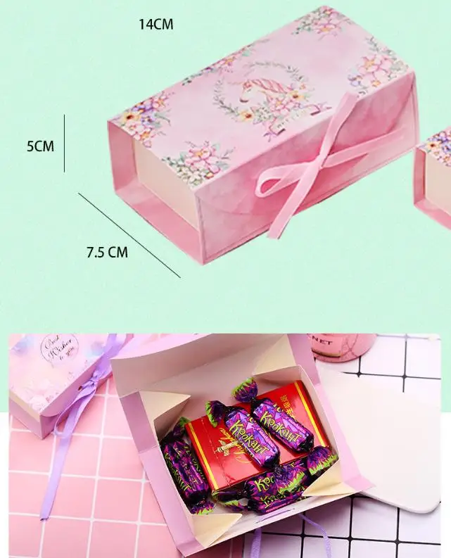Единорог коробочка для конфет на вечеринку бумажная шоколадная коробка для торта, печенья конфеты из ореха Подарочная коробка DIY Свадебная подарочная упаковка коробка