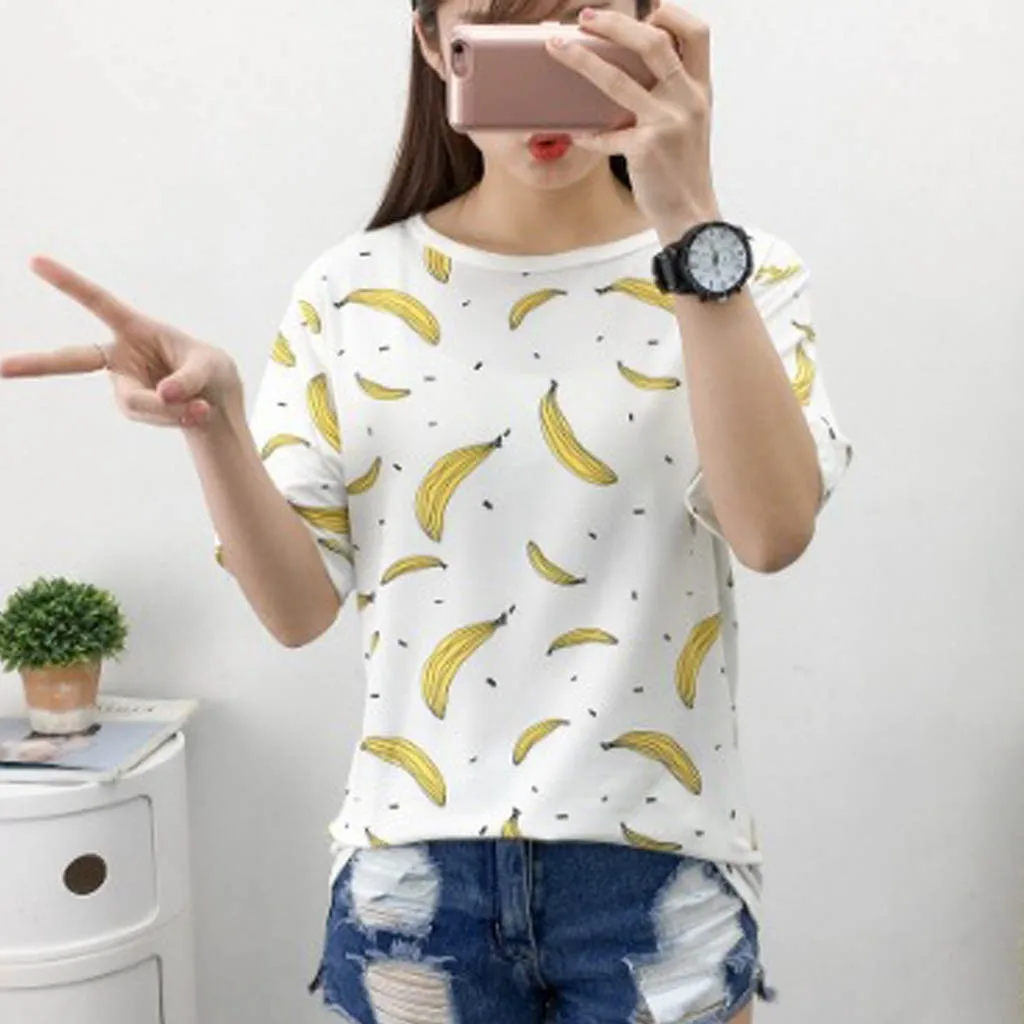 Женская футболка Camiseta Mujer модная для отдыха с круглым вырезом и коротким рукавом