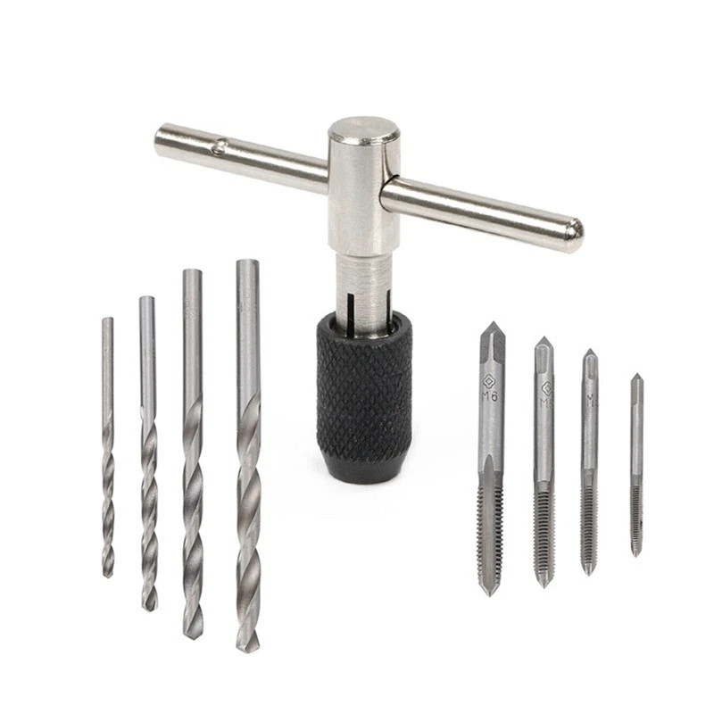 9pcs/set Hand Screw Tap T Type Screw Thread Reamer Set M3/M4/M5/M6