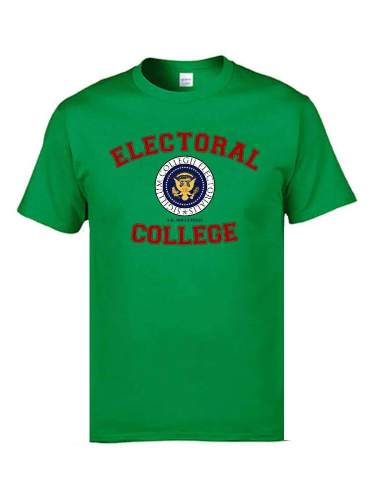 Electoral College Collegiate Design 4752 2018 Fashion Mens Tshirts Round Collar Short Sleeve Cotton T Shirt Cool Tshirts Electoral College Collegiate Design 4752 green