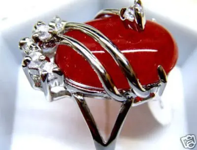 

FINE LADY'S RED JADE ring size:8# Q#