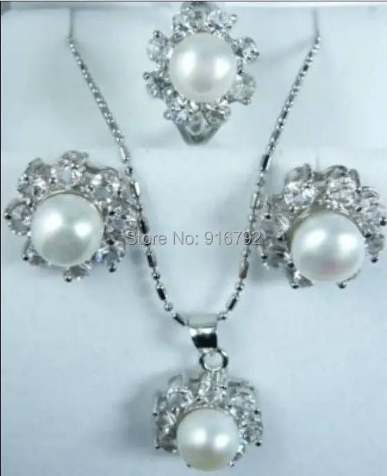 

HYFY2014329**Fancy White Pearl Necklace Earrings Ring Set