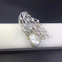 Настоящая Натуральная пресноводная жемчужная брошь, подвеска, двойное использование, серебро 925 пробы, с маленькой жемчужной веткой дерева, модный драгоценный камень