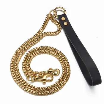 

42"+9" Exaggerated Gold Slip Big Dog Cuban 10mm Double Chain Training Choke Strong Pet Traction Practical Leashes Necklace