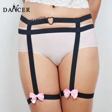 Фетиш одежда галстук-бабочка свадебные подвязки эротические розовые цветы Бант тело жгут регулируемые носки готичные подвязки P0049