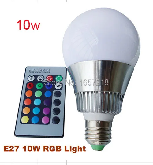 

E27 3W/10W LED RGB Light Bulb Lamp Spotlight Colorful lights 16 Colors Changing + 24key IR Remote Controller Magic Lighting 1PCS