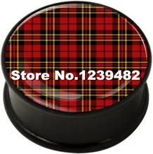 60pcs mix 10 sizes UV acrylic Tartan logo single flare ear plug gauges flesh tunnel body piercing jewelry SFP0239
