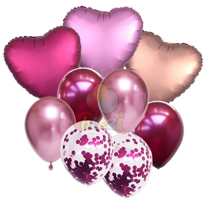 9 шт. 18 дюймов металлическое сердце конфетти для воздушного шара латексные шары на день рождения вечерние принадлежности Свадебный декор юбилей globos подарки для девочек - Цвет: Heart 1