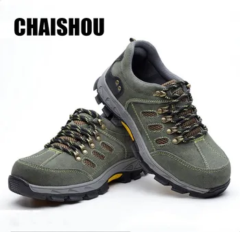 

CHAISHOU shoes men Work boots Cow suede lace-up Anti-smashing anti-piercing Multifunction Protection hiking Safety Shoes cs-387