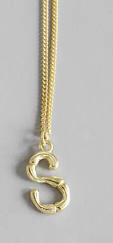 925 пробы Серебряное ожерелье с именной подвеской с буквенным золотым простым A s m курсивом именное ожерелье женский темперамент подарок на день рождения - Окраска металла: S