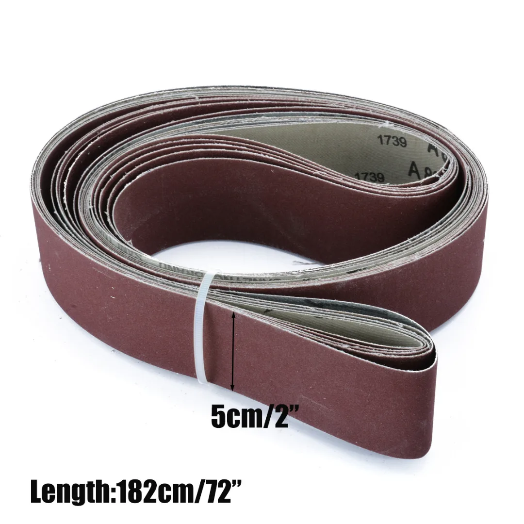 6Pcs 2" x 72" Grit Sanding Belts 180/240/320/400/600/800 Grit Assortment Metal Grinding Aluminium Bands Polisher Oxide Sander