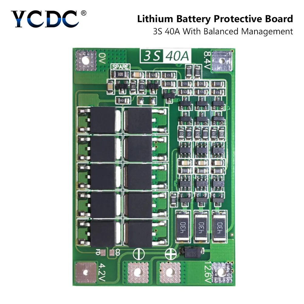 3S 40A 11,1 В 12,6 в 18650 литиевая батарея Защитная плата для зарядного устройства PCB BMS для сверла 40A ток Lipo сотовый модуль улучшенная версия