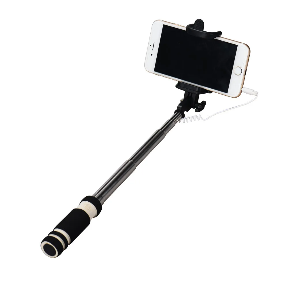 

Malloom 2019 Mini Extendable Fold Wired Selfie Stick Handheld Monopod Tripod Built-in Shutter Camera For Cell Phones Black