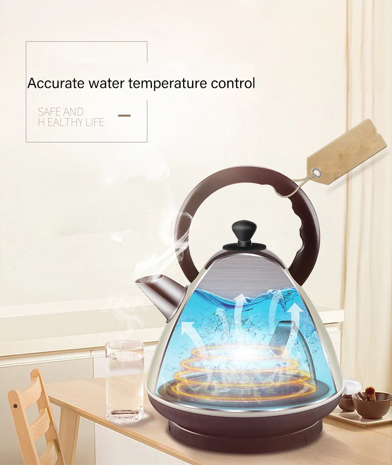 2L 304 Stainless Steel Electric Kettle Insulation Water Kettle 1800W Household Quick Heating Electric Boiling Teapot 220V