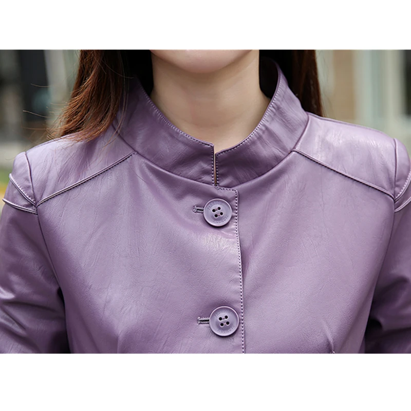 Trinchera La 2019 Mujeres Largo Slim yellow Cuero Terciopelo Ropa Nuevo Otoño Black Y Pu Espesar purple Del Damas Chaqueta De Las Collar Primavera gtTqx