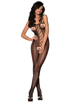 

PADEGAO hot lady erotic open cup bodystocking black sheer nylon hollow out bodystocking open crotch Intimates mature bodysuit