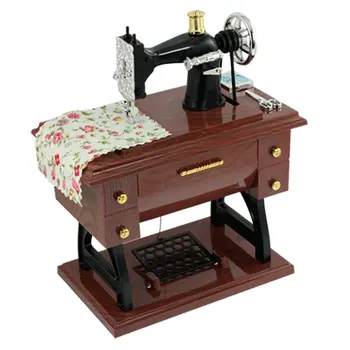 

FJS!Como Wind Up Vintage Mini Sewing Machine Style Mechanical Music Box